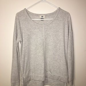 Light gray Old Navy crew neck sweater.